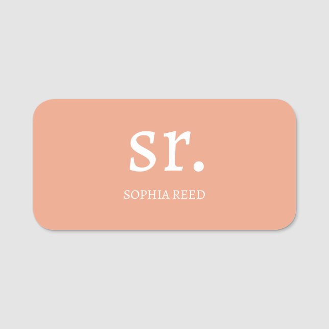 Koralj Persika Monogram Elegant Minimal Identitet Namnbricka (Framsida)