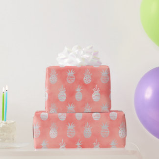 Koralj & Silver Ananas | Tropisk Sommar Luxe Presentpapper