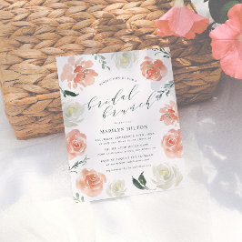 Korall Akvarell Blommig Bröllopsbrunch Shower Inbjudan Vykort