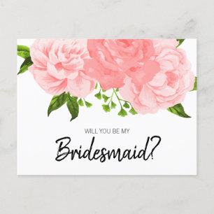 Korall Akvarell Blommig Vara Min Brudtjänst Postko Inbjudan Vykort