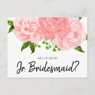 Korall Akvarell Blommig Vara Min Junior Brudtärna Inbjudan Vykort
