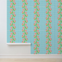 Korall Aqua & Lime Blommig Kolumn på Gingham