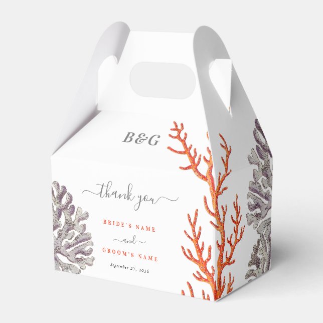 Korall Aquarell Beach Modern Bröllopspresent Presentaskar (Framsidan Sidan)