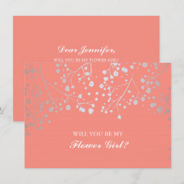 Korall Baby's Breath Bröllop Blomsterflicka Inbjud Inbjudningar