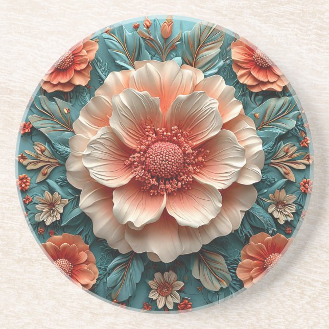 🌸 Korall Blommig Elegant Bordsdekoration Underlägg (Framsidan)
