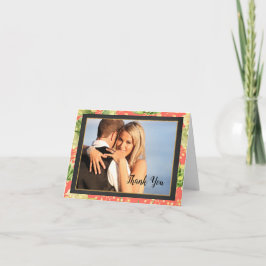 Korall Blommig Foto Bröllop Tack Kort