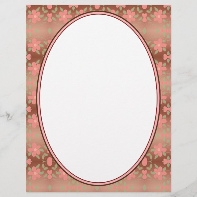 Korall blommigt med brunt brevhuvud (Framsida)