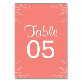 Korall enkel | och elegant bröllopbordkort bordsnummer
