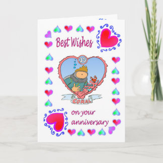 Korall för årsdagkort 35 kort