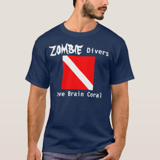 Korall för hjärna för Zombiedykarekärlek (mörk) Tee
