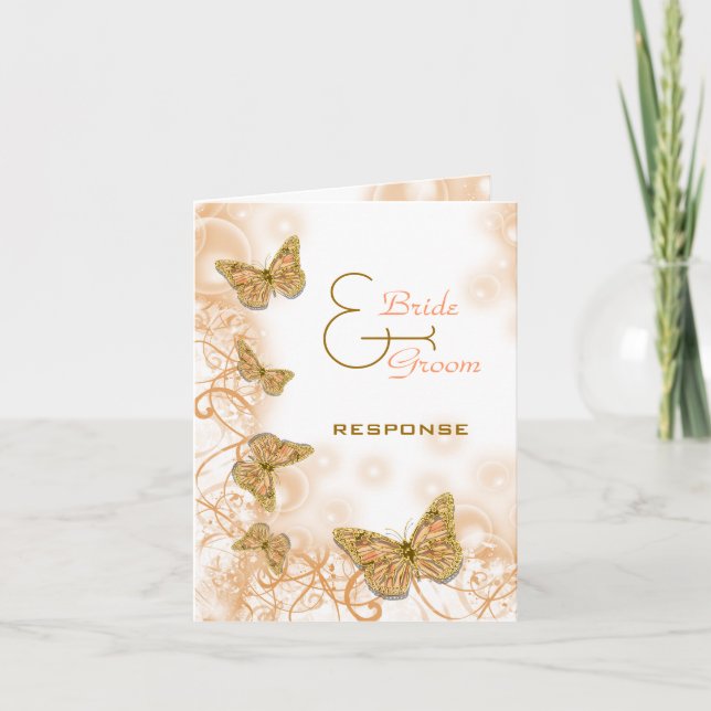 Korall guld bröllop förlovning årsdag kort (Framsida)