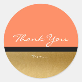 Korall & Guld Modern Elegant Glam Chic Klistermärk Runt Klistermärke