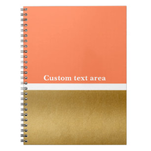 Korall & Guld & Vit Modern Glam Journal Anteckning Anteckningsbok Med Spiral