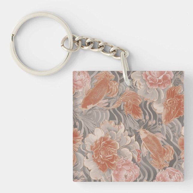 Korall Koi Chinoiserie Blommönster (Framsidan)
