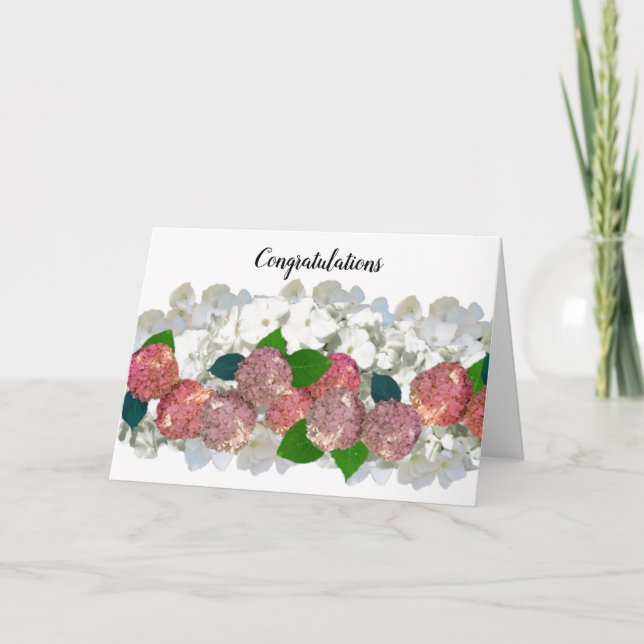 Korall Lax och Vita Blommor Grattulationskort Kort (Framsida)
