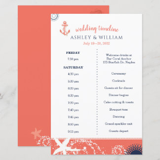 Korall Marin Vit Strand Bröllop Tidsplan