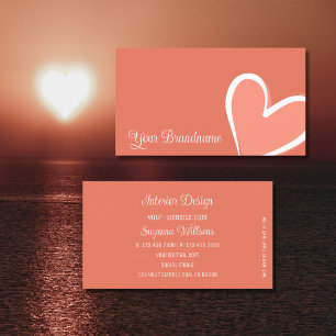 Korall med fantastisk Rosa Heart Modern Cute Visitkort