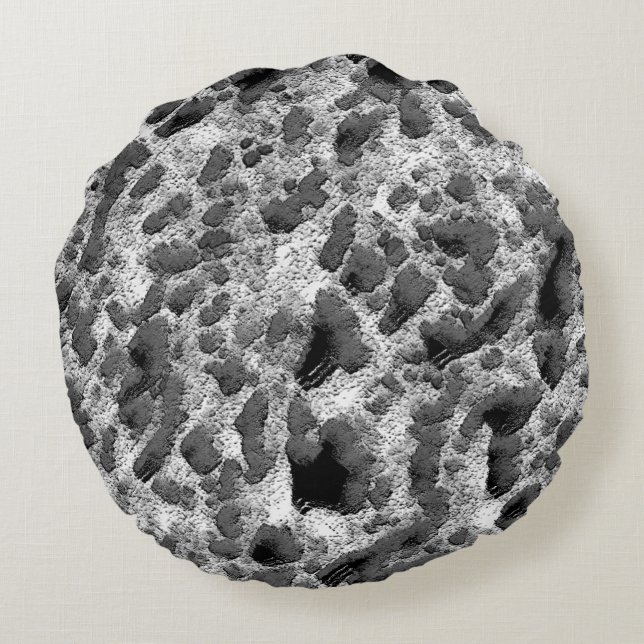Korall med svart och vitt färg rund kudde (Baksidan)