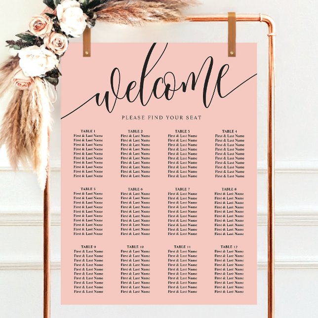 Korall Minimalistisk Skript Bröllopsställningsdiag Poster (Skapare uppladdad)