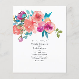 Korall och Fandango Blommig Bröllopsinbjudan Flygblad