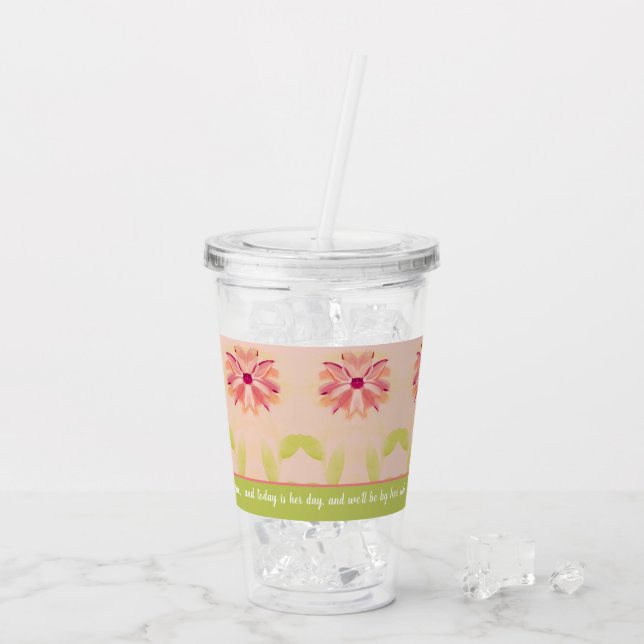 Korall och lime bröllopsgäst take away mugg (Baksida Ice)