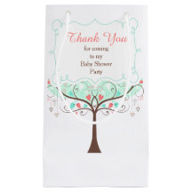 Korall och Mint Floral Fågel Baby Shower Tack