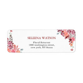 Korall och persikorna, vattenfärg Blommigt Bröllop Returadress Etikett