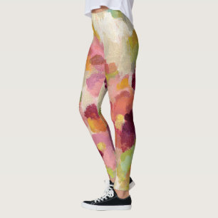 Korall- och smaragdträdgård leggings