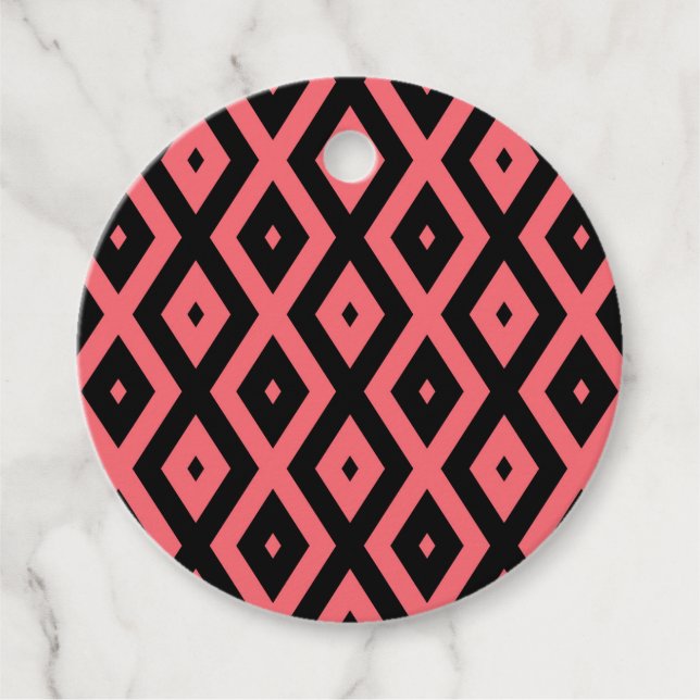 Korall och svart diamant mönster gåvor etiketter (Framsida)