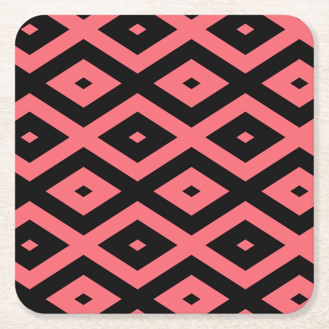 Korall och svart diamant mönster underlägg papper kvadrat (Framsidan)