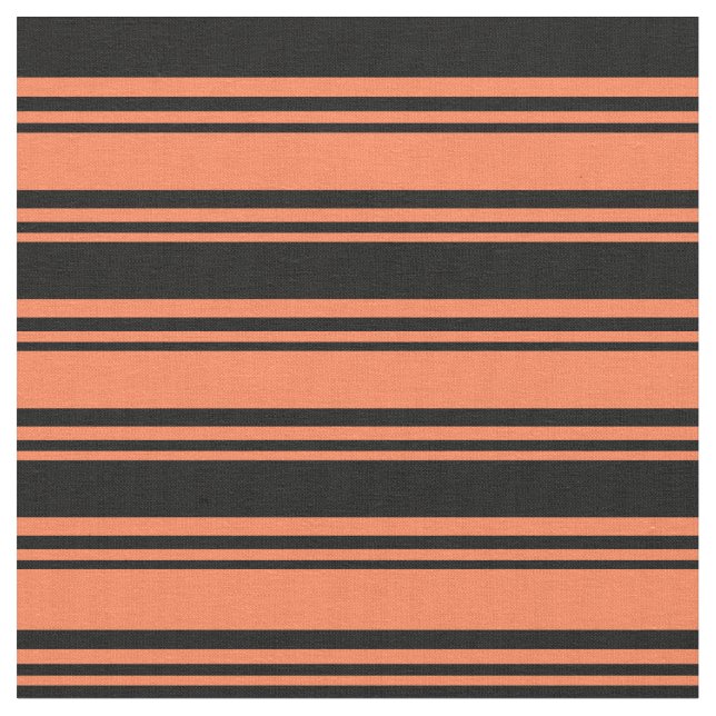 Korall och svart Färgad, stripe/lind Mönster Tyg (Närbild)