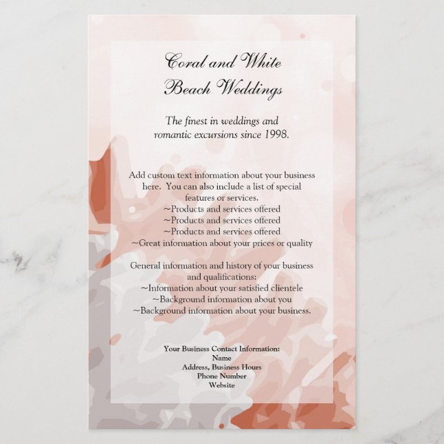 Korall och vit rev flygblad (Framsidan)