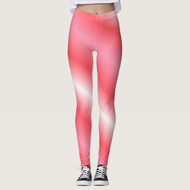 Korall och vit vertikal randig leggings (Framsida)