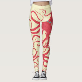 Korall oktopus på grädde - Leggings