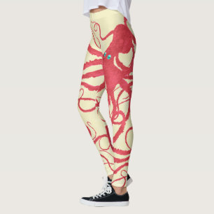 Korall oktopus på grädde - Leggings