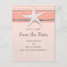 Korall Orange & Vit Sjöstjärna Strand Spara datum Meddelande Vykort