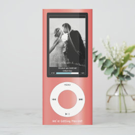 Korall Rosa MP3 Musikspelare Bröllop Inbjudningar
