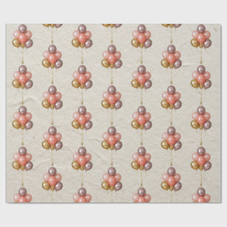 Korall Rosa Rosa Guld Ballongmönster Presentpapper