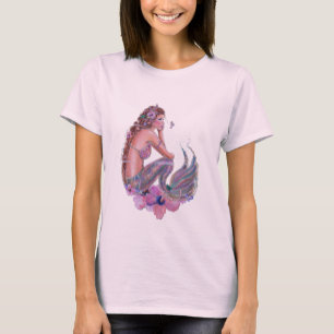 Korall sjöjungfru med blommor av Renee Lavoie Gift T Shirt
