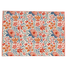 Korall & Teal Trädgårdsblommor på Mjuk Beige