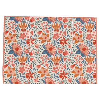 Korall & Teal Trädgårdsblommor på Mjuk Beige