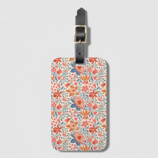 Korall & Teal Trädgårdsblommor på Mjuk Beige Bagagebricka