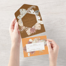 Korall Terrakotta Pampas Boho Blommig Ökenbröllop