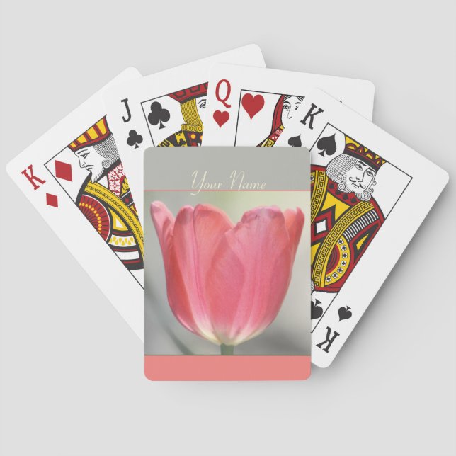 Korall Tulpan Blommig  Casinokort (Baksidan)