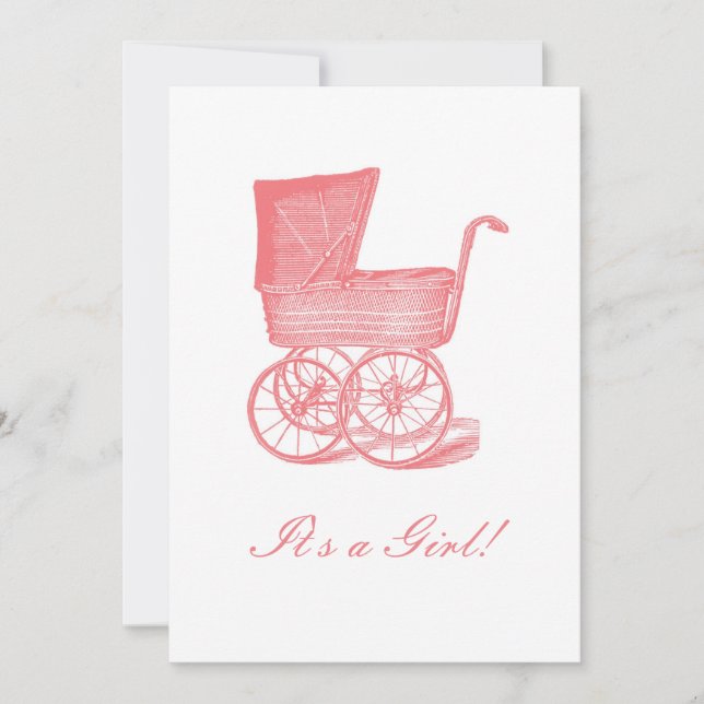 Korall Viktoriansk Bebis Annonsering Inbjudningar (Framsida)