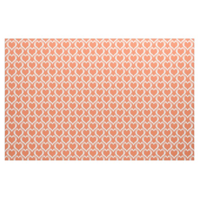 Korall Vita Hjärtan Mönster Tyg (Fat Quarter)