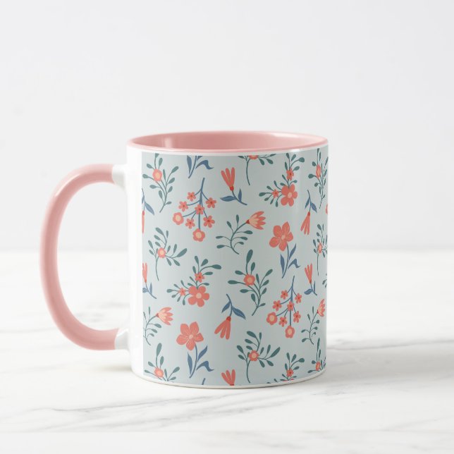 Korallängd Blommönster Mugg (Vänster)