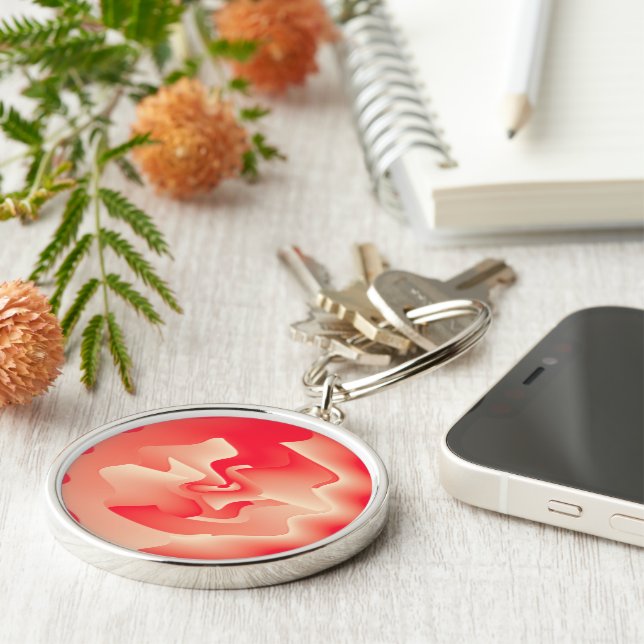 korallblomma rund silverfärgad nyckelring (Sidan)