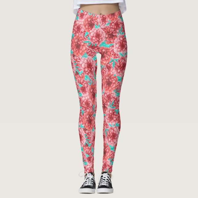 KorallBlommönster Leggings (Framsida)