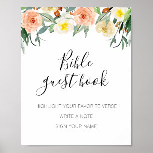 Korallblommor Bibel Gästbok Bröllopsskylt Poster
